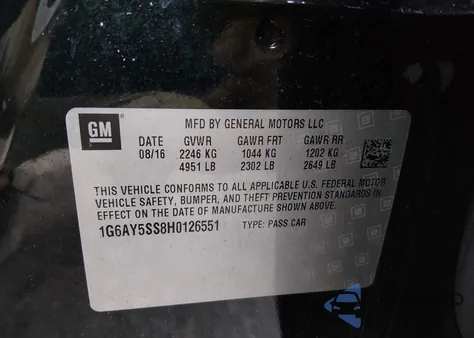 2017 Cadillac Cts Premium Luxury from USA, damaged, VIN 1G6AY5SS8H0126551